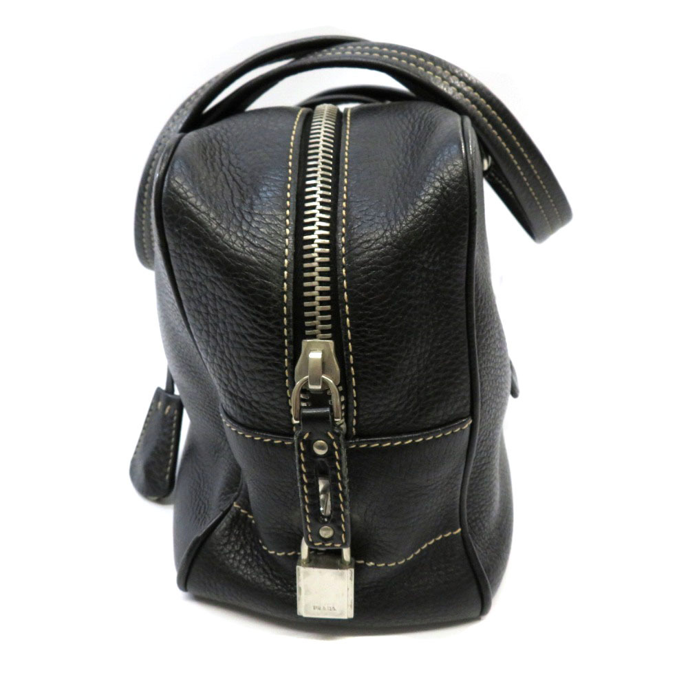 PRADA Tote Bag Black Boston Leather - Picture 4 of 6